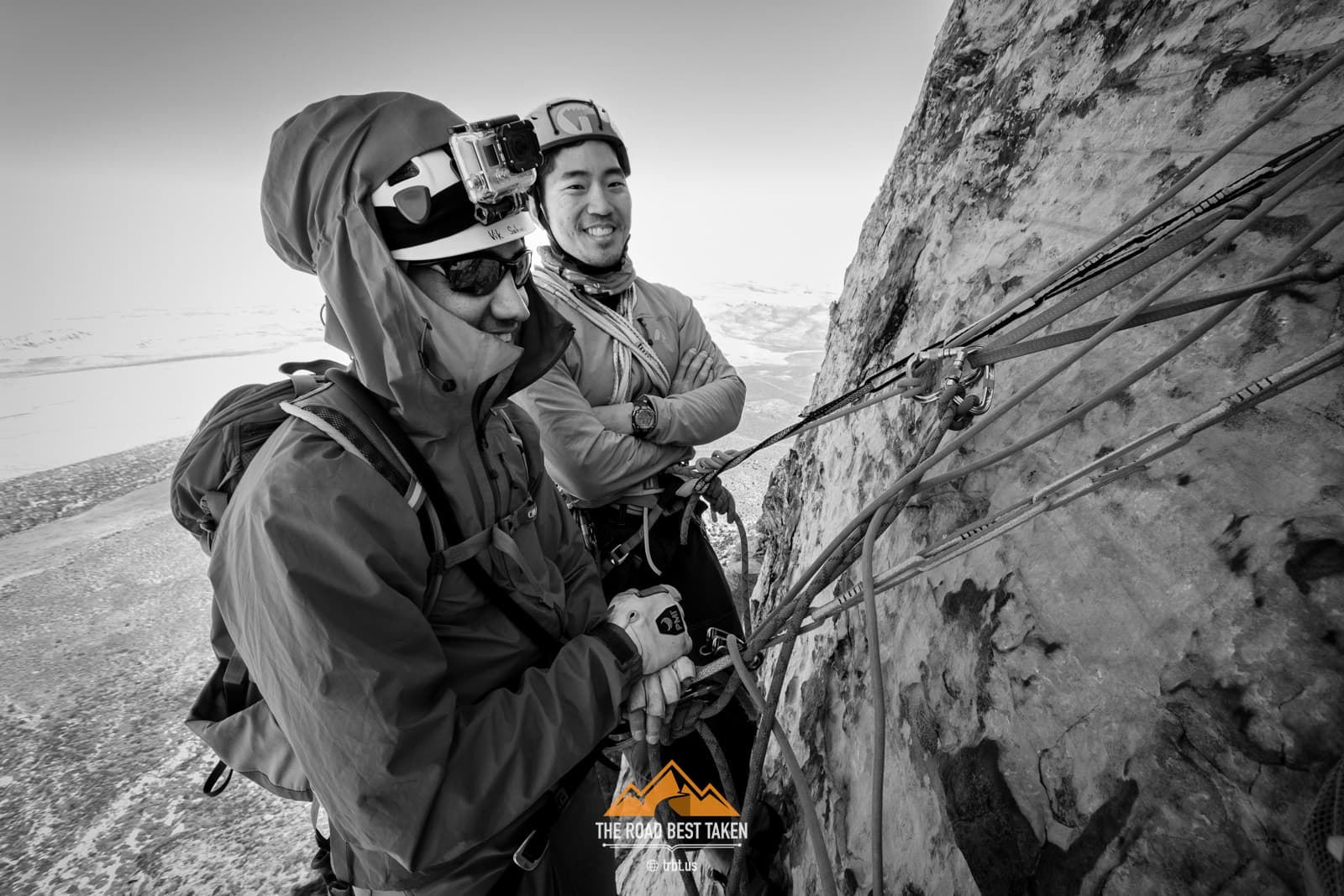 Chilly Belay In Red Rocks, Nevada - A cool, windy belay in Red Rocks.