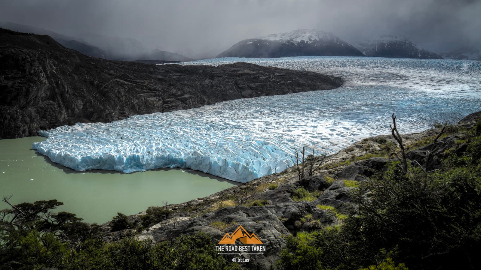 Glacier in Torres del Paine, Patagonia - Trekking in Torres del Paine.  The glacier stretched out for miles.